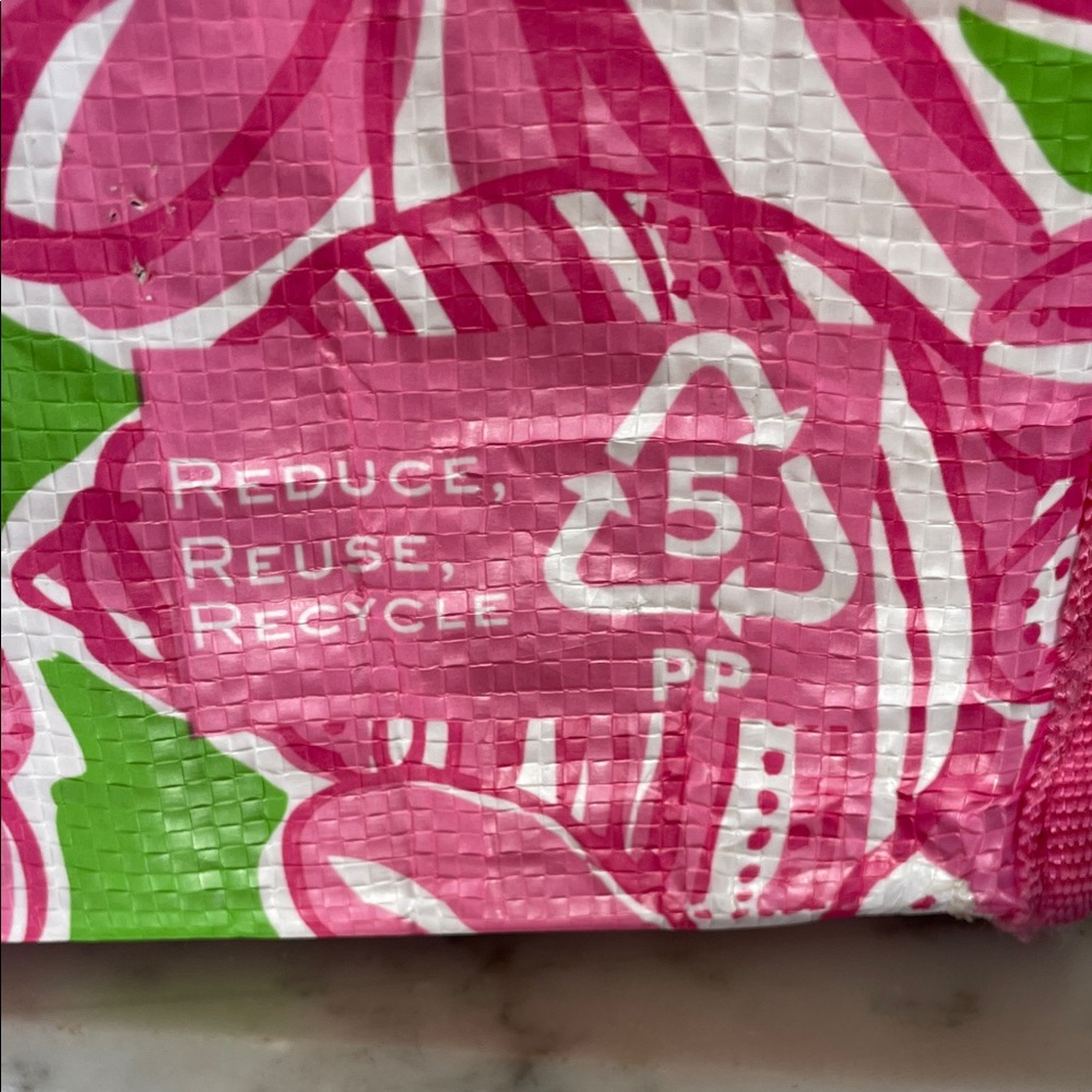 LILLY PULITZER Shore do love shopping Pink and Green Floral Market Eco Tote - Picture 11 of 16